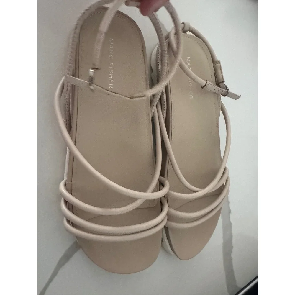 Marc Fisher Joylyn Nude Strappy‎ Sawtooth Platform Sandals Beige Womens 9.5M